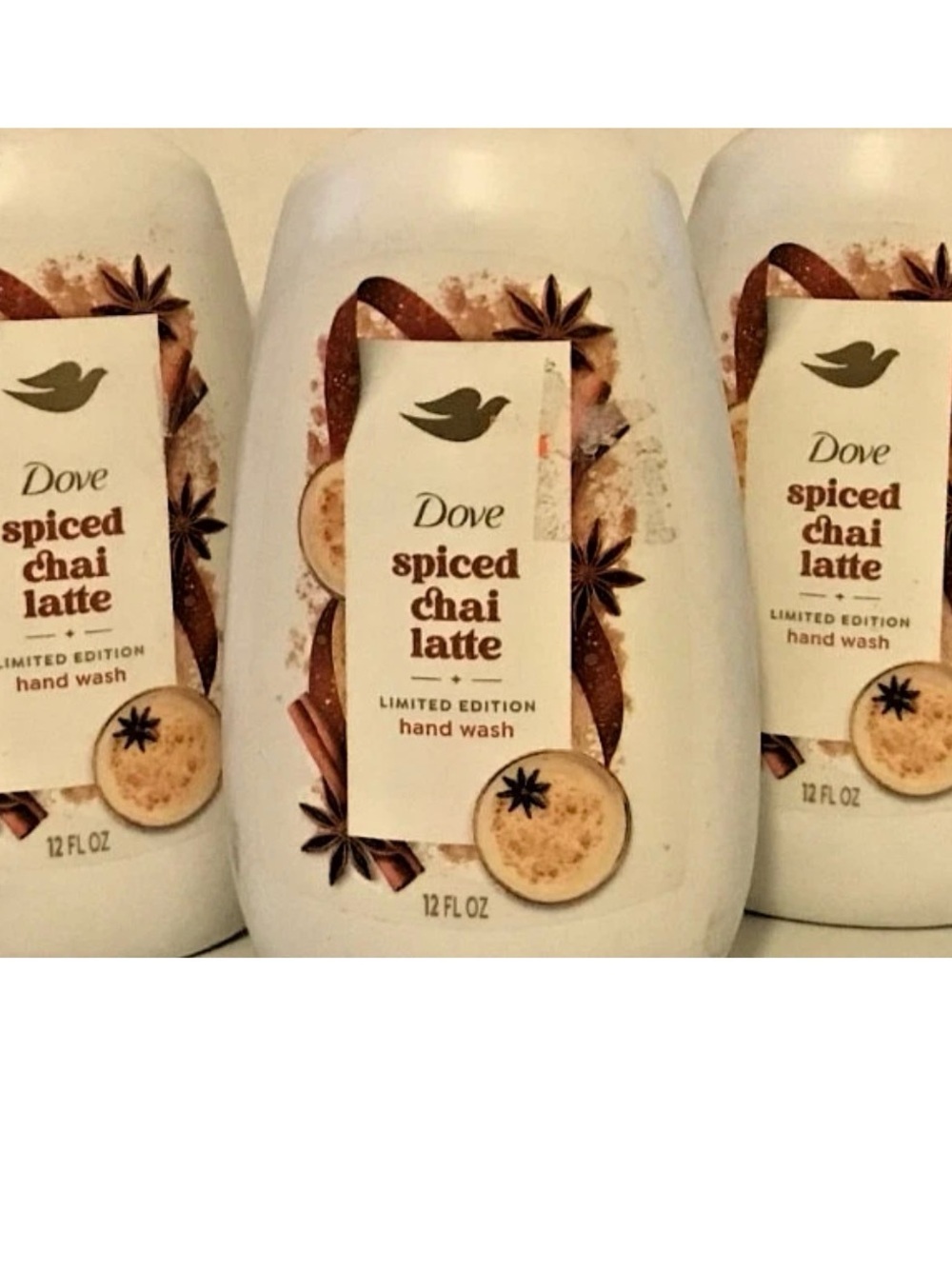 Dove Spiced Chai Latte hand wash soap 12 oz Pump Holiday Treats Limited ED x3 - Picture 3 of 3